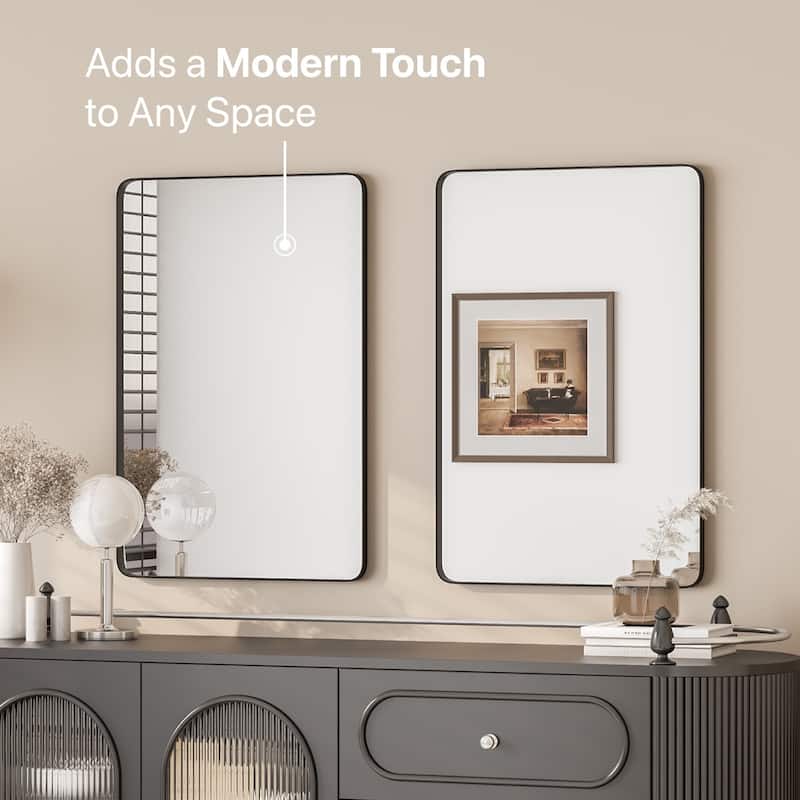 Eviva Harmony 24" x 36" Rectangular Black Metal Framed Mirror - N/A