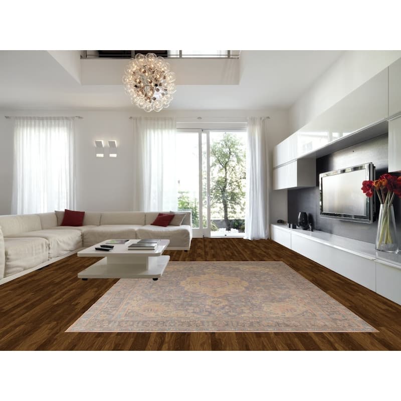 Geometric Tabriz Persian Vintage Rug Hand-Knotted Wool Carpet - 9'6"x 13'2"