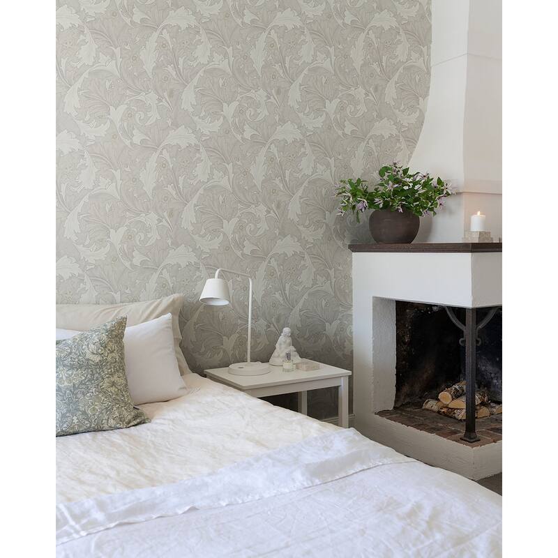A-Street Prints Granville White Leafy Vine Wallpaper
