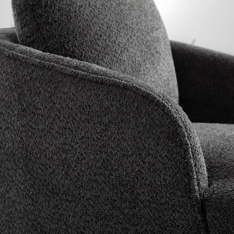 30.3" Bouclé Upholstered Swivel Accent Chair, 360° Round Barrel Club Chair Lounge Armchair