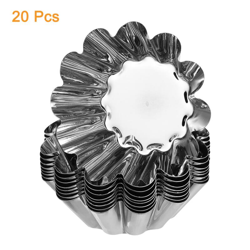 20pcs Cupcake Mold, Stainless Steel Mini Cupcake Cake Pans 2.8 x0.8inch - Silver