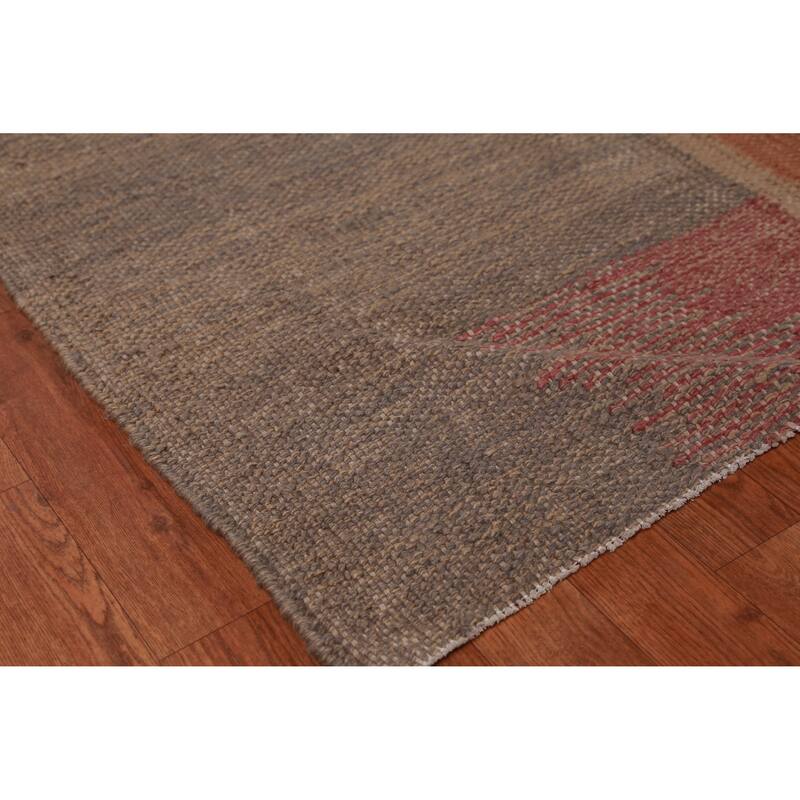 Hand Woven Oriental 100% Jute Carpet Southwestern Modern Brown Kilim Area Rug - 13' 8'' X 10' 3''