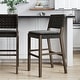 preview thumbnail 18 of 58, Nathan James Cohen Faux Leather Counter or Bar Height Stool, Solid Wood Frame with Footrest and Woven Leather Back Single - Black - Bar Height - 29-32 in.
