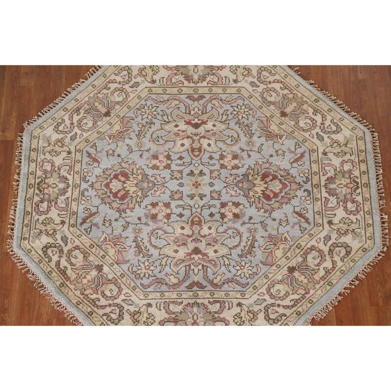 Heriz Serapi Oriental Octagon Rug Handmade Wool Carpet - 6'0"x 5'10"