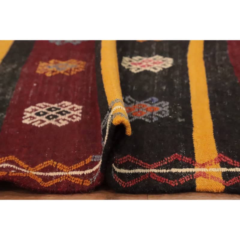 Hand Woven Oriental 100% Wool Carpet Southwestern Tribal Multi-Colored Kilim Area Rug - 11' 5'' X 5' 7''