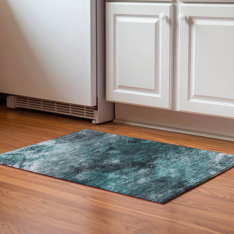 Premium Washable Super Soft Contemporary Abstract Mayfield Rug - Teal - 1' 8" x 2' 6" - Rectangle