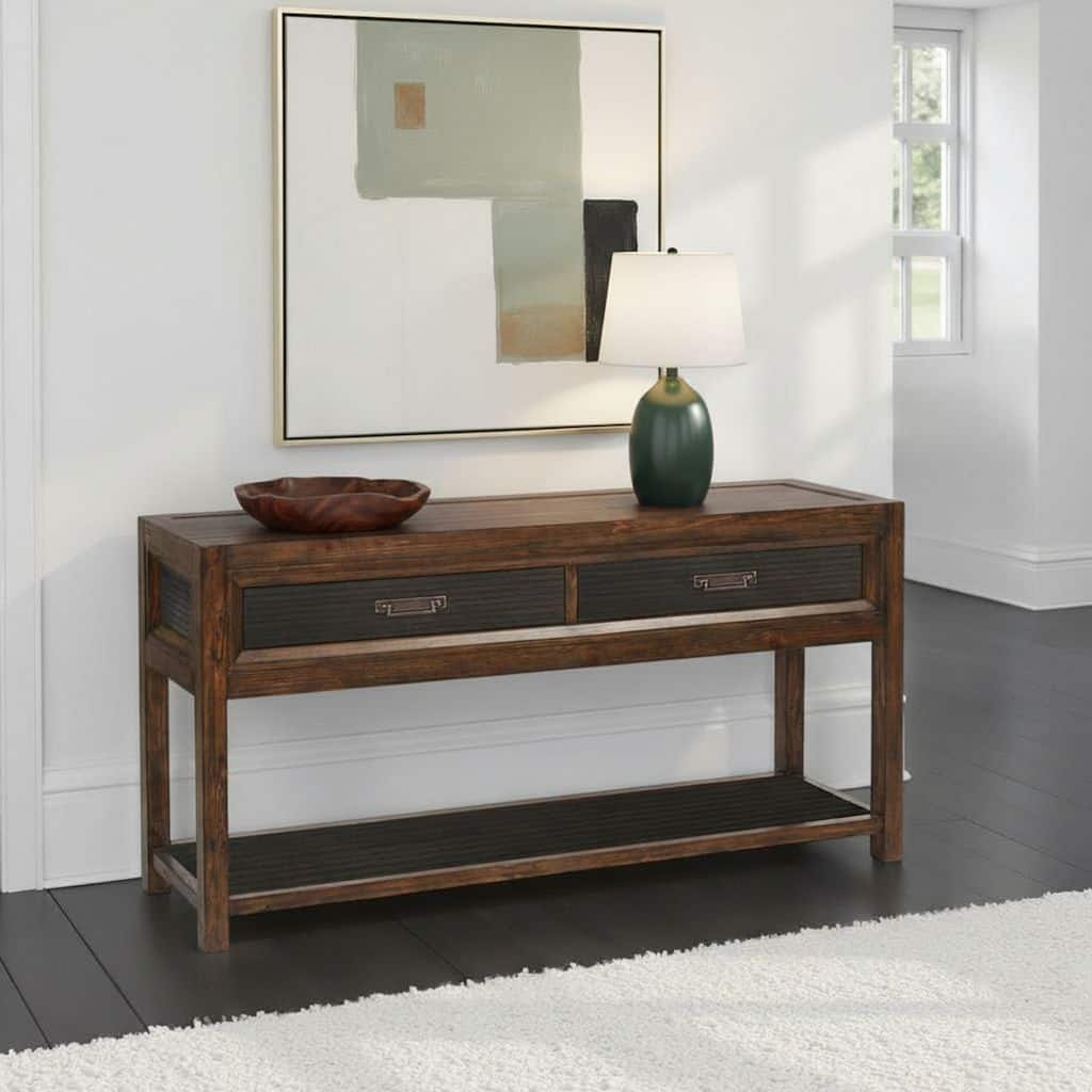 Bridgevine Home Branson 2-drawer Sofa Table, No Assembly Required, Two-Tone Finish