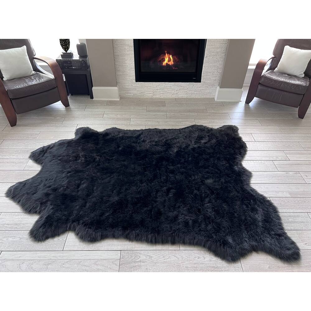 Silver Orchid Luxurious Faux Bison Skin Shag Rug