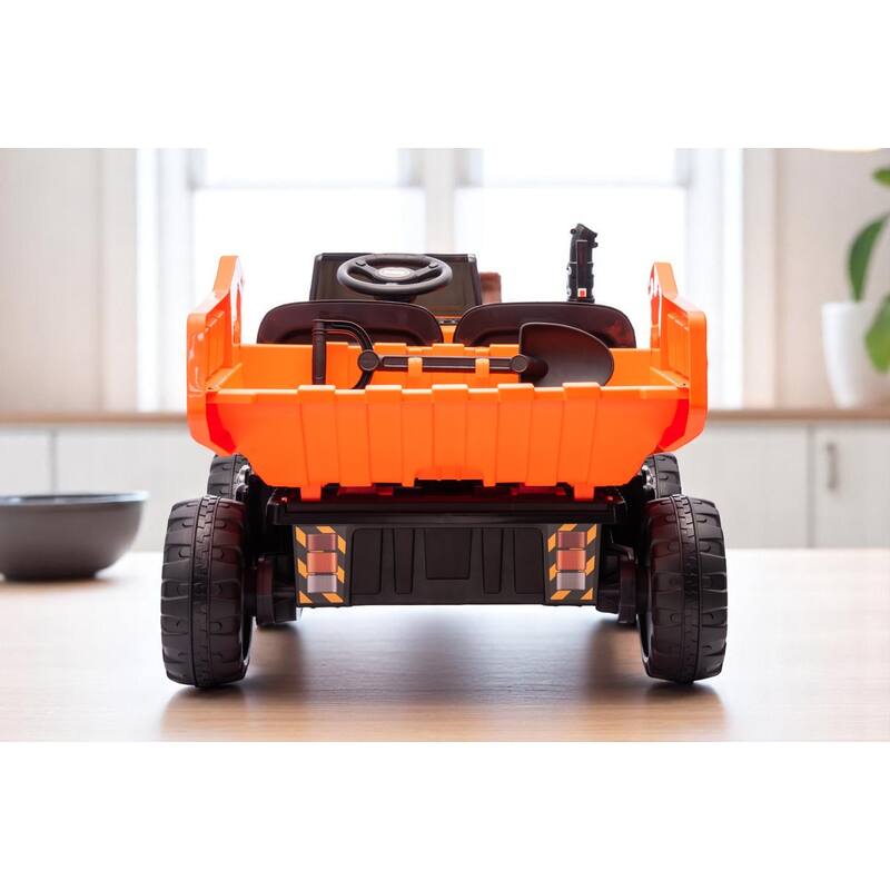 24V Ride-On Dump Truck with Remote Control, Automatic Trailer, Bluetooth, and Music - Electric Construction Vehicle Toy