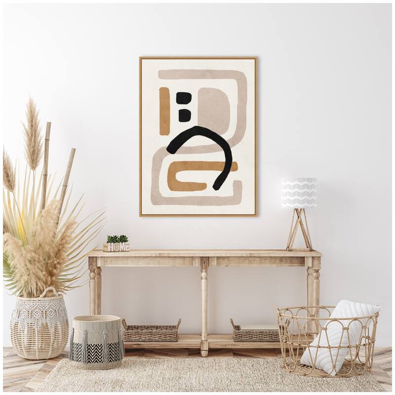 Kate and Laurel Sylvie Neutral Abstract 2 Minimal Modern Art Framed Canvas by July Art Prints