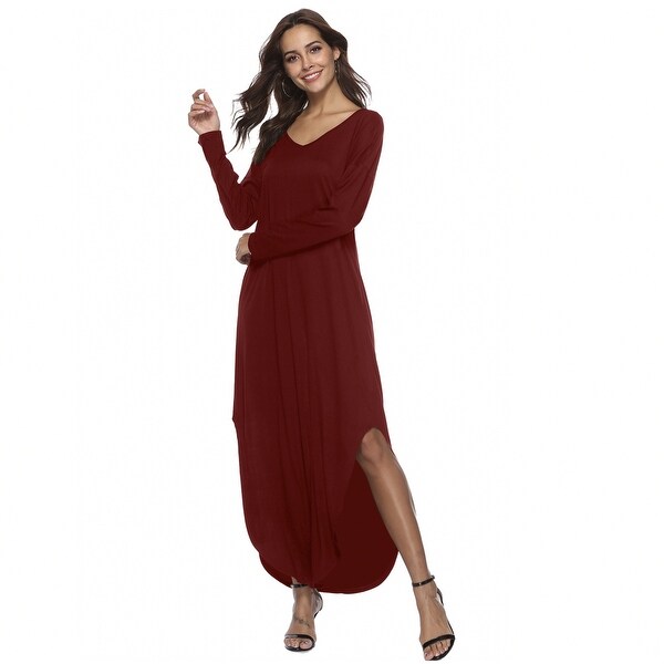 long sleeve solid maxi dress