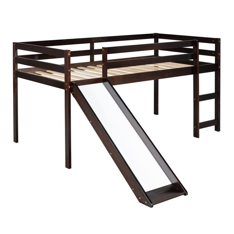 Espresso Twin Solid Wood Loft Bed with Multifunctional Design