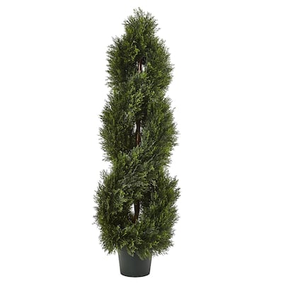 4ft Spiral Topiary Plant Indoor Outdoor - Double Pond Attic Faux Topiary Bush with 1036 Leaves - Home Decor - 4ft.