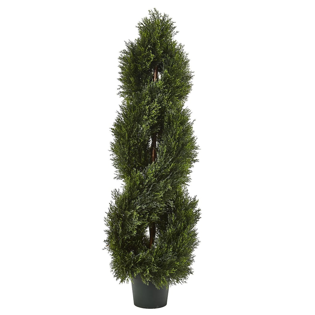 4ft Spiral Topiary Plant Indoor Outdoor - Double Pond Attic Faux Topiary Bush with 1036 Leaves - Home Decor - 4ft.