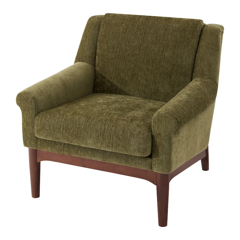 Mid-Century Modern Upholstered Accent Chair with Flared Arms by Harper&Bright Designs