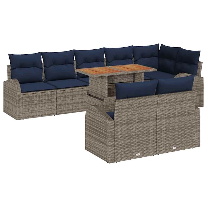 vidaXL 9 Piece Garden Sofa Set with Cushions - 113.8×48.8×27.2