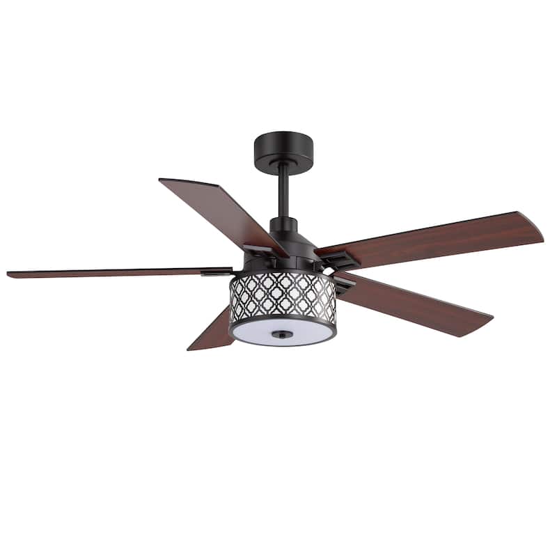 52" Reversible 5-Blade Caged Ceiling Fan with Light and Remote