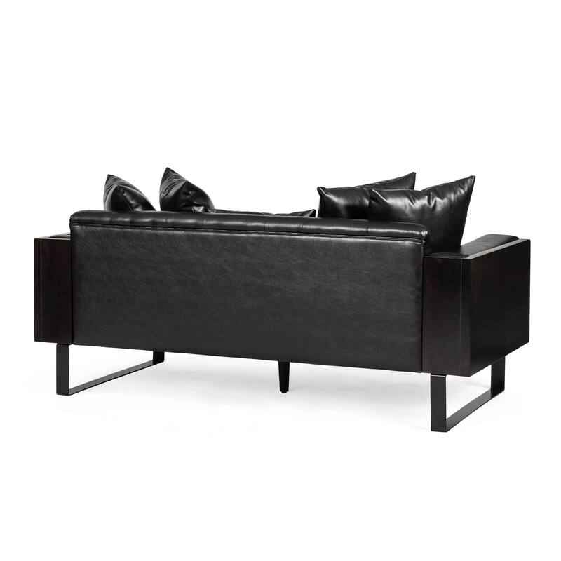 Contemporary Oversize PU Upholstered Loveseat with Pillows