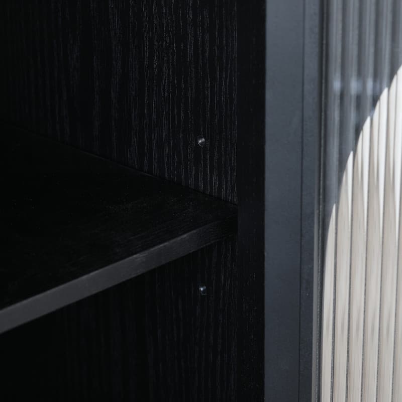 Spruce & Spring Modern American Black Oak Sideboard, Stylish Storage Buffet Cabinet for Dining & Living Room