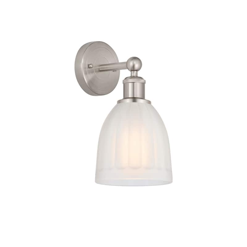 Innovations Lighting 616-1W-12-6 Brookfield Sconce Brookfield 12" Tall - Brushed Satin Nickel / White