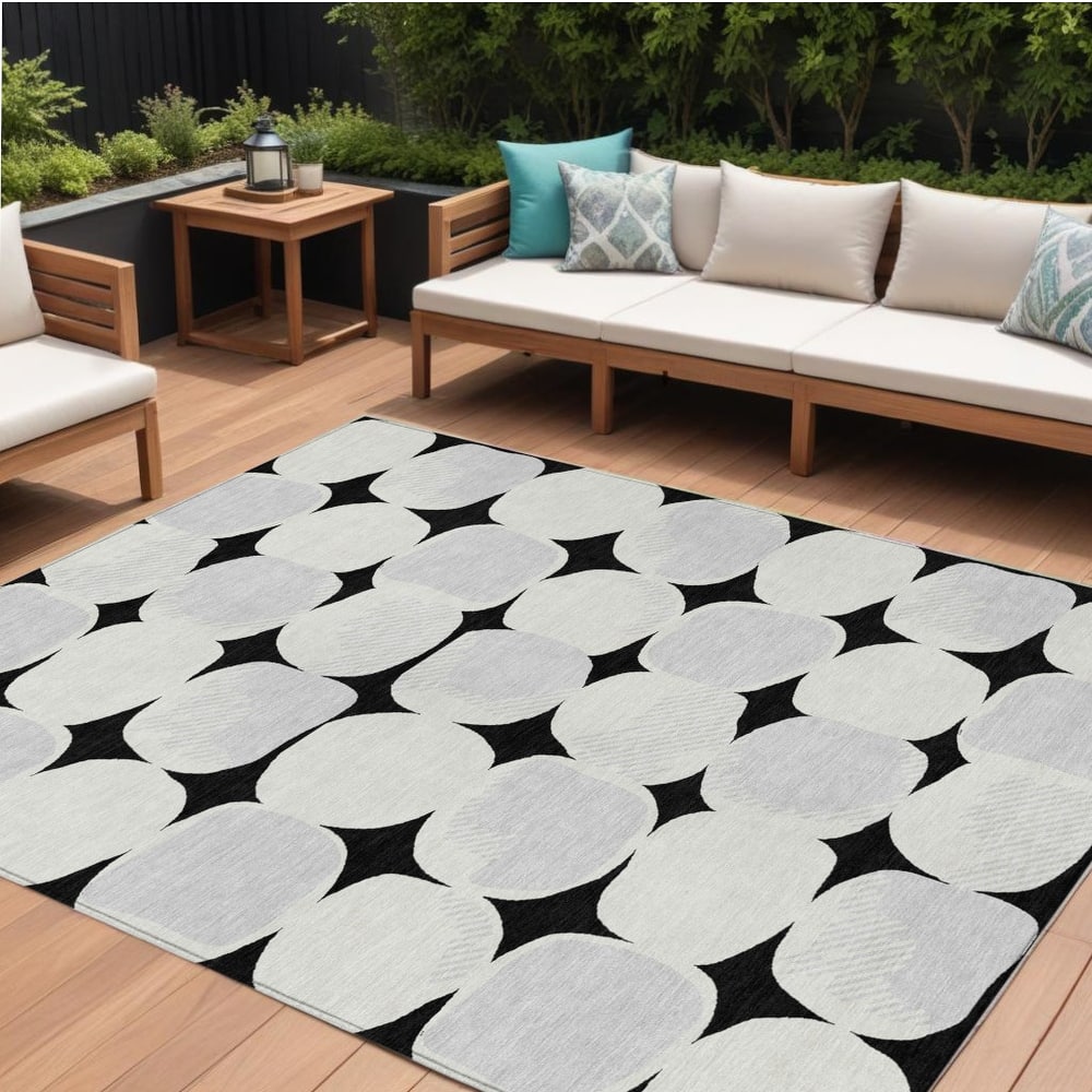 HomeRoots Abstract Transitional Rectangle Outdoor Rug