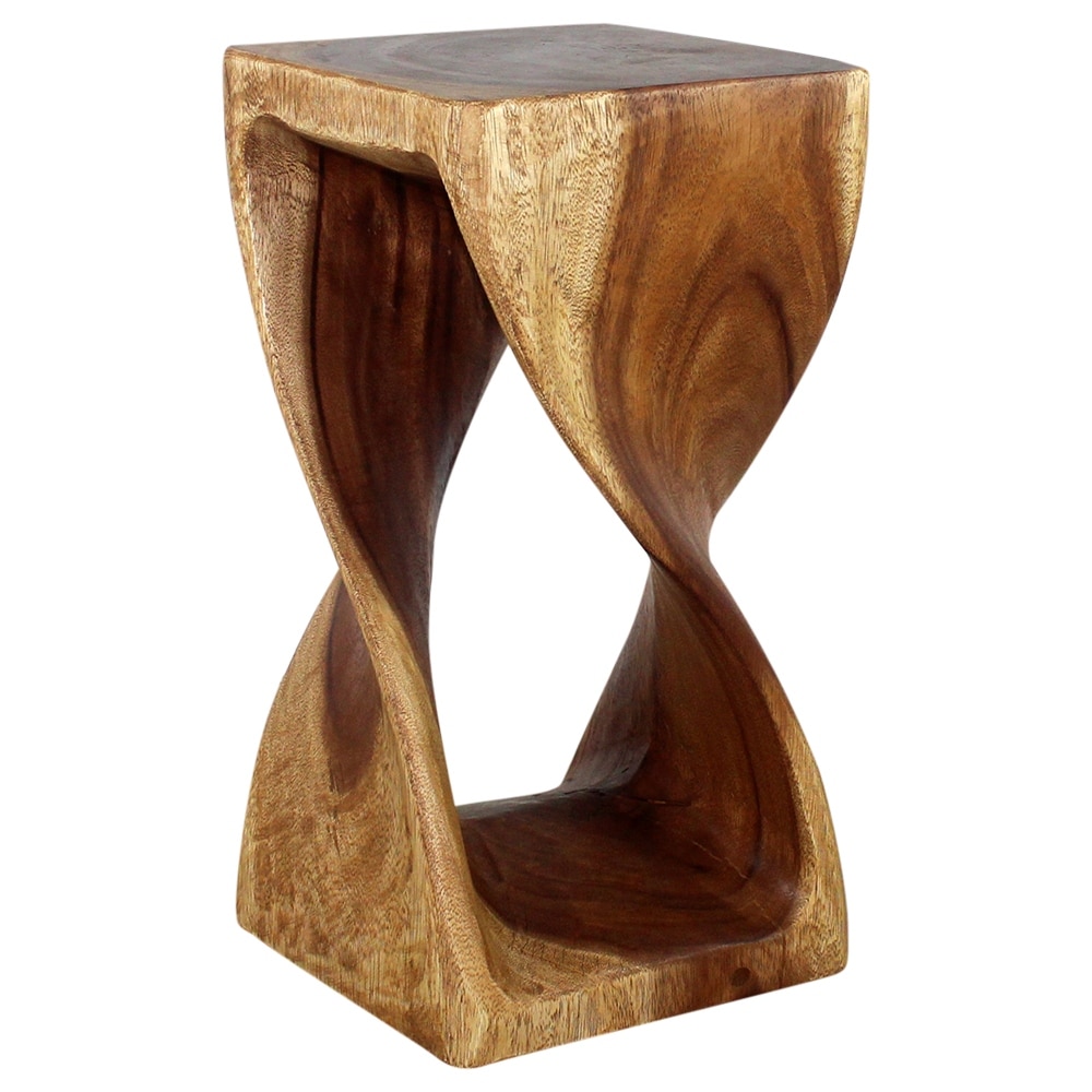 Haussmann Original Twist Solid Wood End Table - 12 x 12 x 23 in - Walnut - 12" x 12" x 23