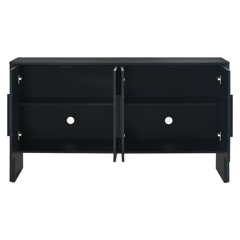 4-Door Retro Sideboard with Adjustable Shelves, Large Storage Cabinet, Antique Blue