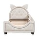 preview thumbnail 6 of 9, Twin Size Upholstered Daybed with Playful Carton Ears Shaped Headboard, White - Sturdy Wooden Frame, Comfortable Padding