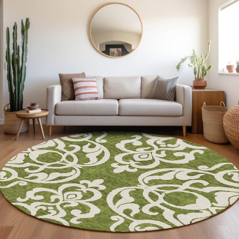 Premium Washable Super Soft Traditional Prince Mayfield Rug - Green - 8' x 8'