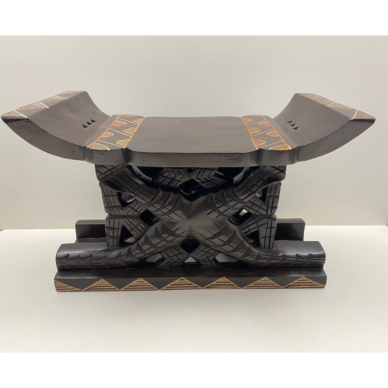 Handcarved Multicultural Royal Denkyem Stool (Ghana)