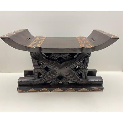 Handcarved Multicultural Royal Denkyem Stool (Ghana)