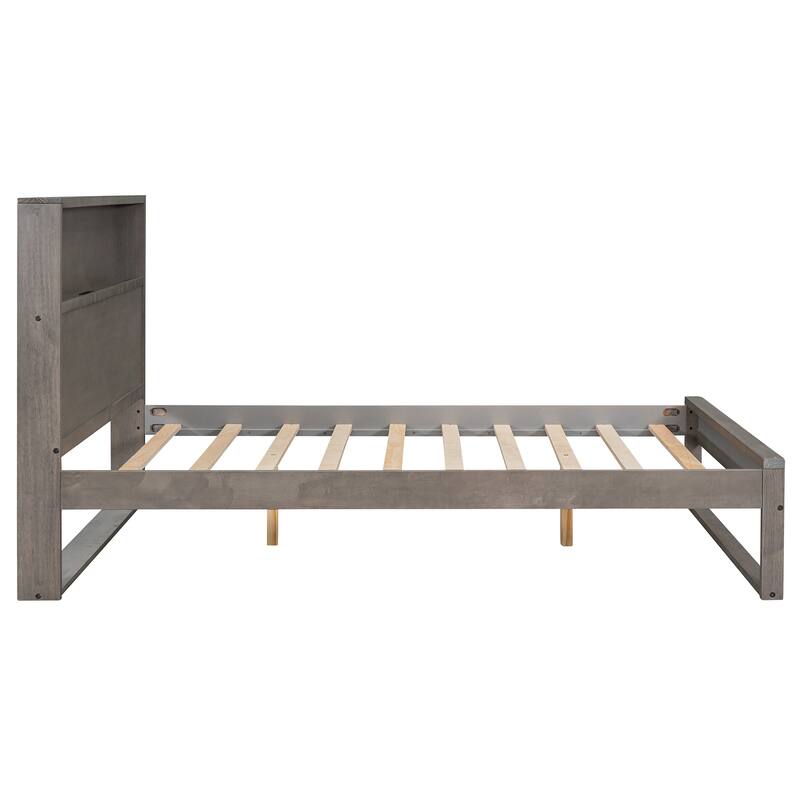 Full Size Headboard Storage Platform Bed with USB Charging Ports Gray Bed Bath & Beyond 39220304