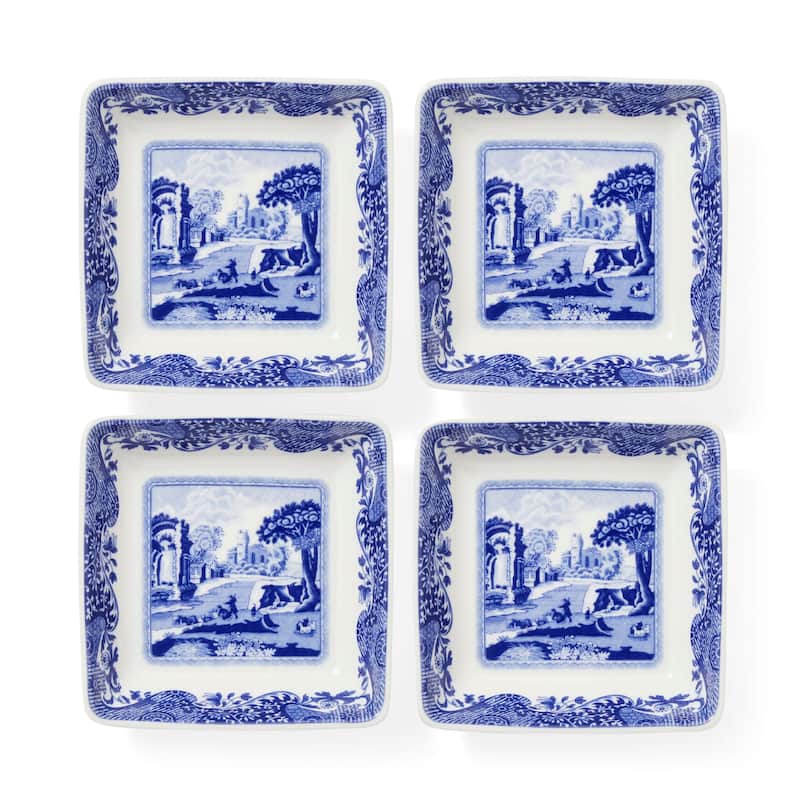 Spode Set of 4 Blue Italian Square Dishes - 3 inch - 3 inch