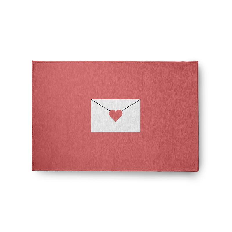 Love Letter Valentines Chenille Indoor/Outdoor Rug - Coral - 2' x 3'