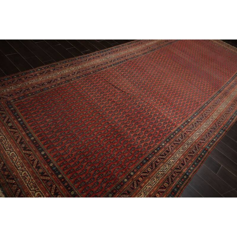 6'11''x15'9'' Hand Knotted Wool Antique Rose Paisley Rug - 6' 11'' x 15' 9''