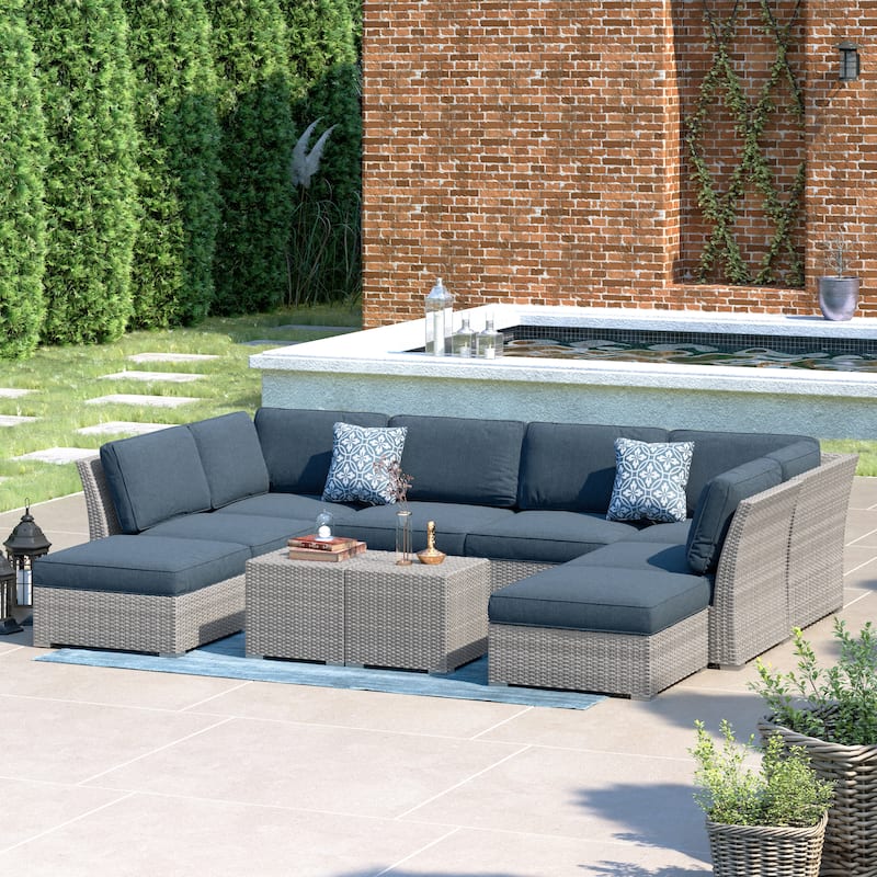 Corvus Oreanne 10-piece Brown Wicker Patio Furniture Set