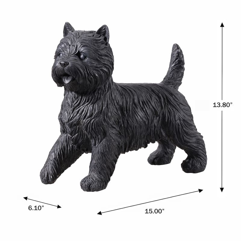 Cairn Terrier Dog Outdoor Garden Statue - 15" - Black