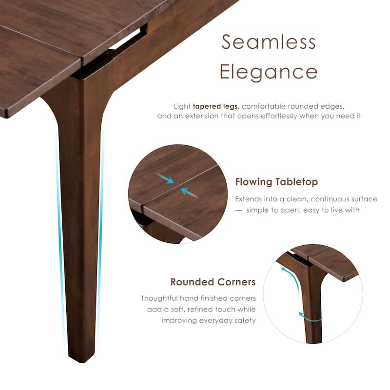 Furniture of America Abigail V Mid-Century Modern 5-Piece Walnut 53-inch 2-Leaf Extendable Counter Height Dining Set