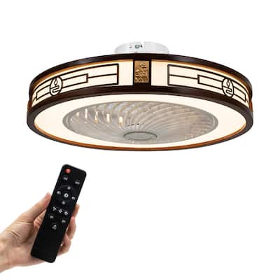 22" Invisible Ceiling Fan Light Remote LED Semi Flush Mount Chandelier - 22" x 8"