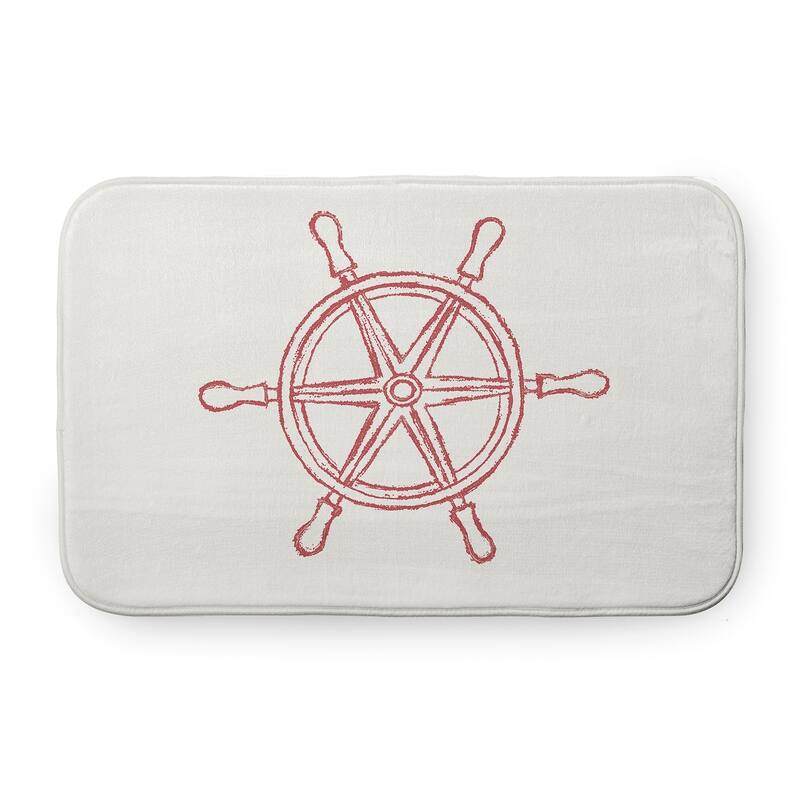 Large Ship Wheel Bathmat - 34" x 21" - Ligonberry Red