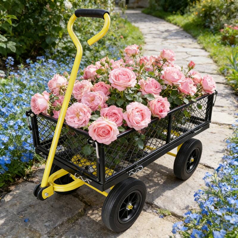 Anmytek Heavy Duty Steel Mesh Utility Wagon with Removable Sides 880 lbs Capacity Garden Cart