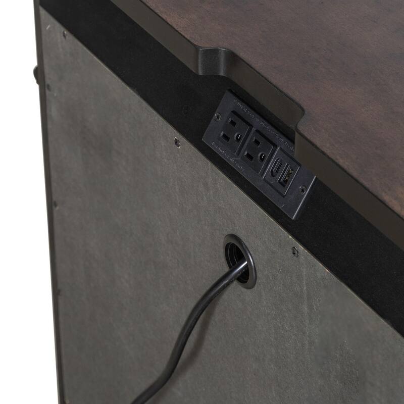 Arden Road Satin Cherry Bedroom Wood Nightstand with Charging Station