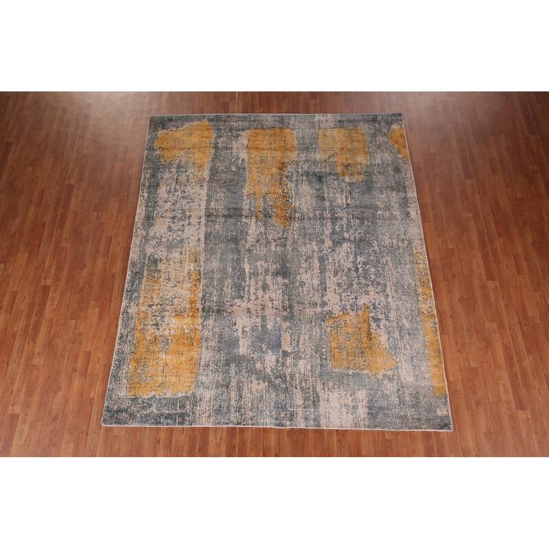 Contemporary Abstract Indian Area Rug Handmade Wool Carpet - 8'0" X 9'8"