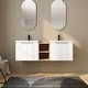 preview thumbnail 24 of 131, BNK 12/24/36/48/60 Inch Wall-Mounted Bathroom Vanity, Bathroom Cabinet with Doors or Side Shelves 59.4''W - White-Ceramic Sink