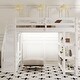 preview thumbnail 15 of 22, Twin/Full Size Loft Bed with White LED Light, Storage Bed Frame with Staircase, Open Wardrobe and Shelves