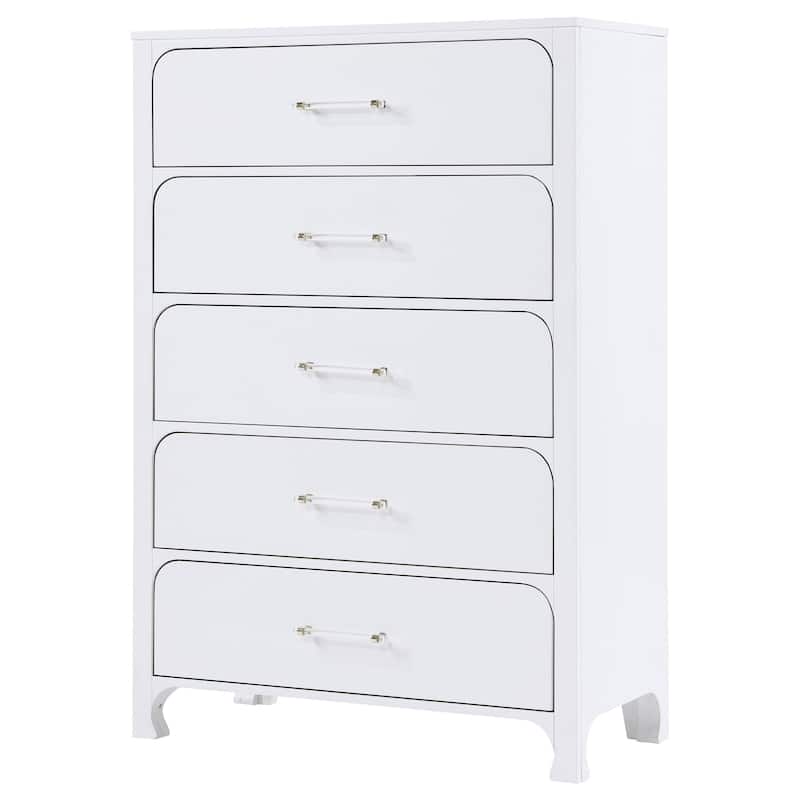 Anastasia 5-drawer Bedroom Chest Pearl White