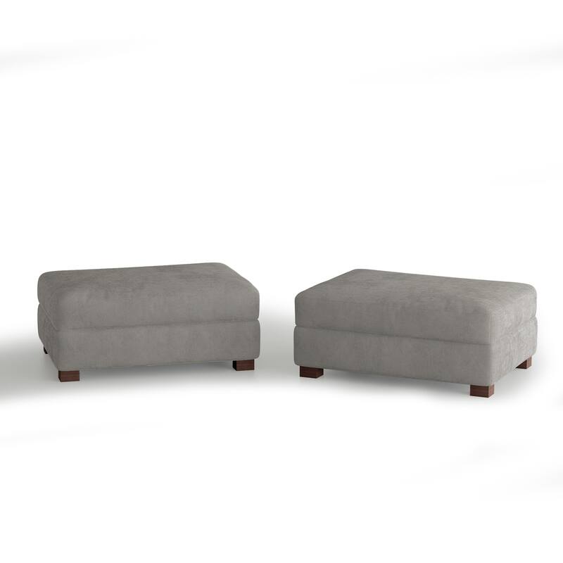 Oversized Chenille Modular Ottoman With Cushioned Top