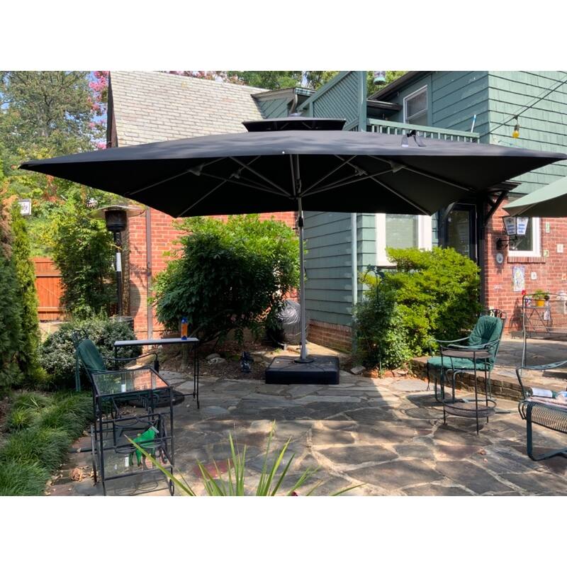 PURPLE LEAF 12 ft Double Top Deluxe Square Patio Cantilever Umbrella
