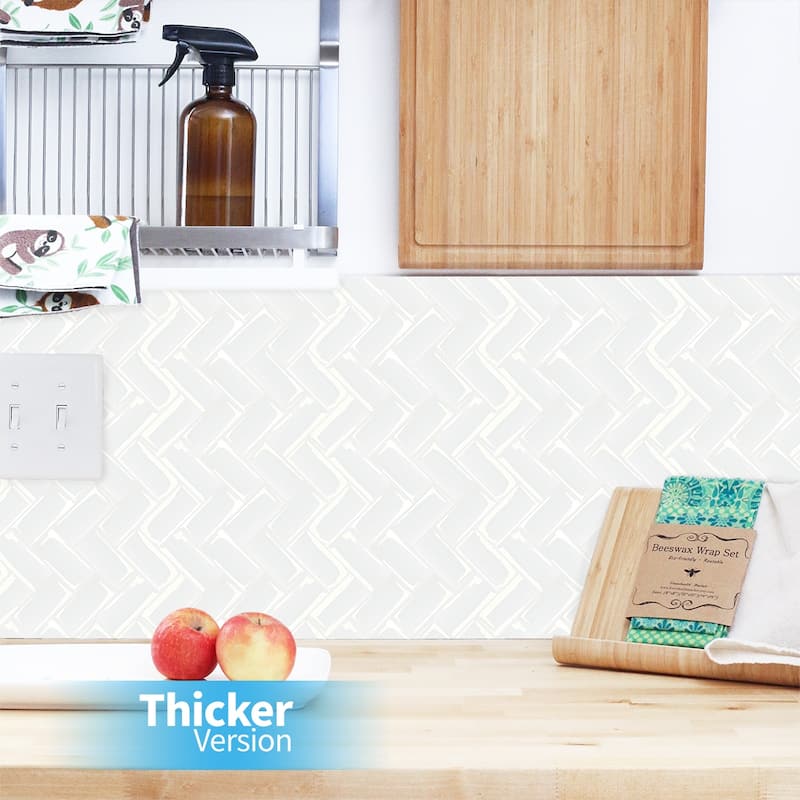 Art3d thicker herringbone peel and stick backsplash tiles