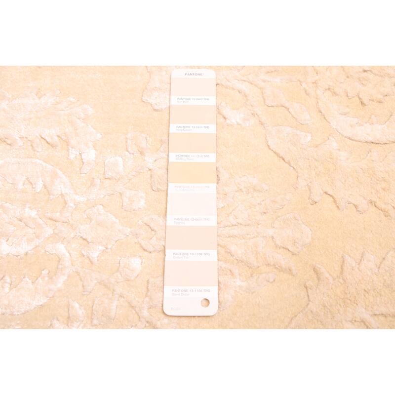 ECARPETGALLERY Hand-knotted Mirzapur Light Khaki Silk, Wool Rug - 5'7 x 7'9